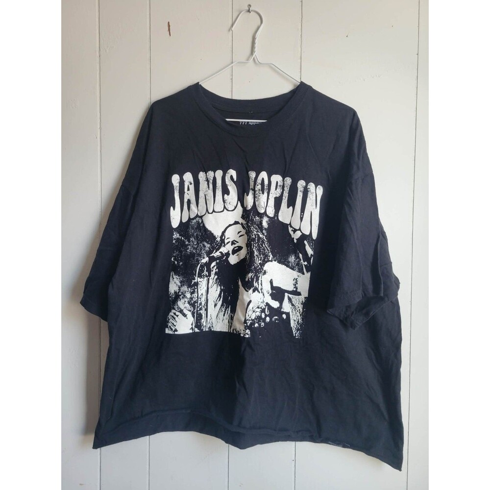 Janis Joplin Soft Hand Screen Print T-shirt Adult 3XL Black
